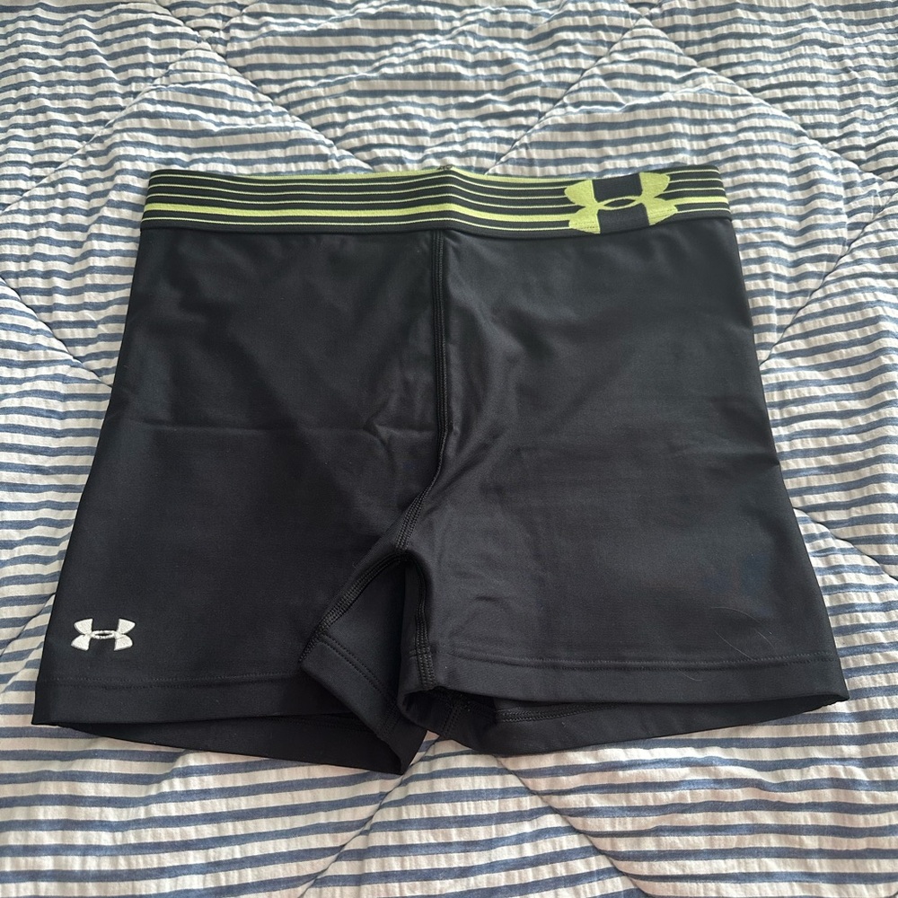 Under Armour Black and Green Athletic Shorts